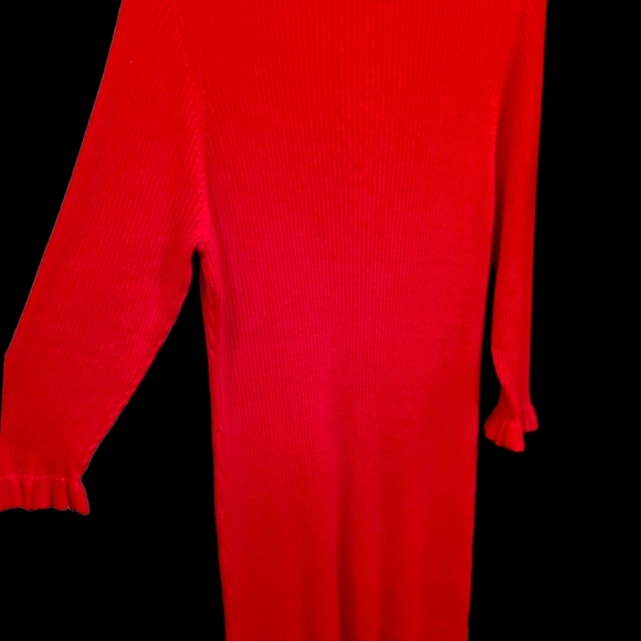 Dress RED HOT sweater dress long sleeved with ruffles at wrists size xl - Picture 2 of 7